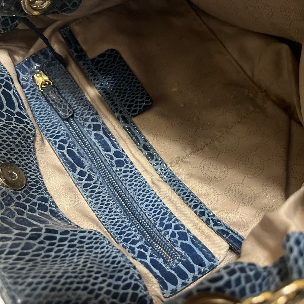 Michael Kors Jet Set Blue Python Embossed Leather… - image 3